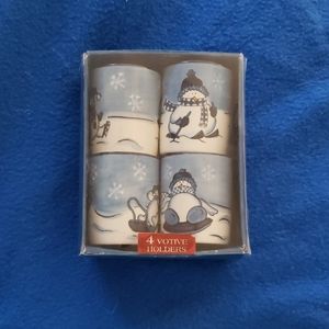 Set of 4 Snowman Votives